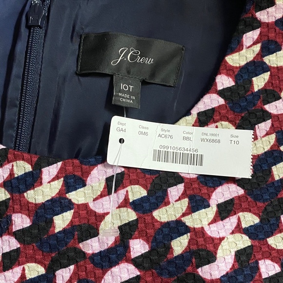 J Crew Dress, Midi Dress, Geo, Sz 10T, 10 Tall, Cotton, Portfolio Dress, NWT - Picture 3 of 13